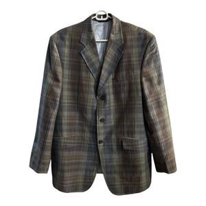 Vintage Banana Republic Sport Coat Linen
Blend Plaid Three Button Size 42S